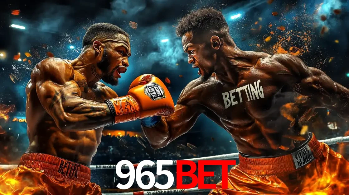Dois boxeadores em uma luta intensa e explosiva, representando a adrenalina e as oportunidades de apostas em esportes de combate disponíveis na plataforma 965bet.