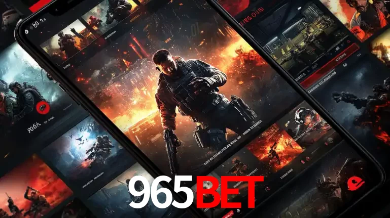 Tela de um celular exibindo uma galeria de jogos de tiro com temática militar, mostrando a variedade de e-sports disponíveis para apostas na plataforma de entretenimento 965bet.